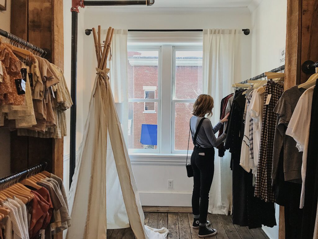 Woman shopping for clothes