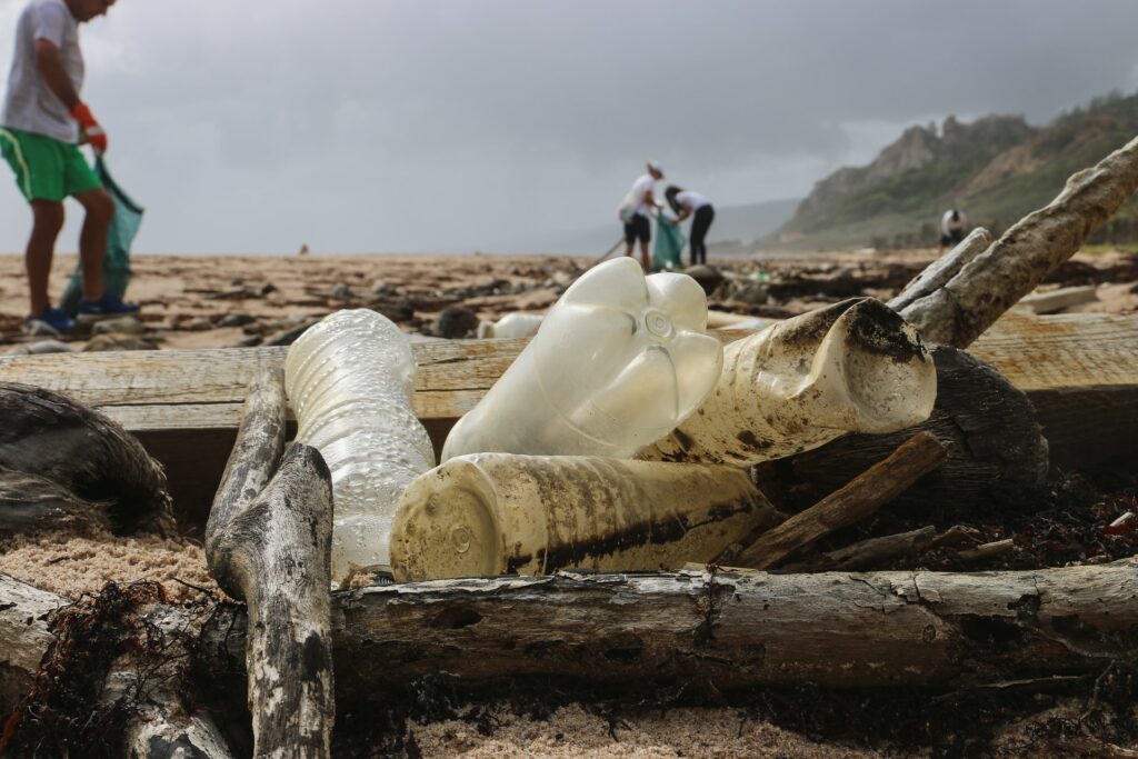 Plastic on a beach