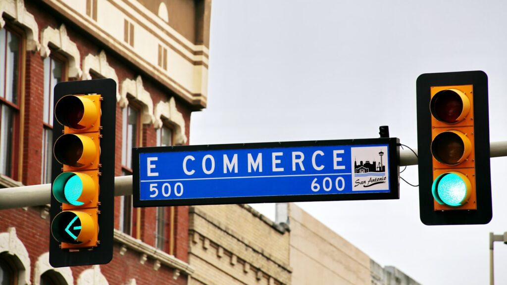 Street sign reading E-Commerce