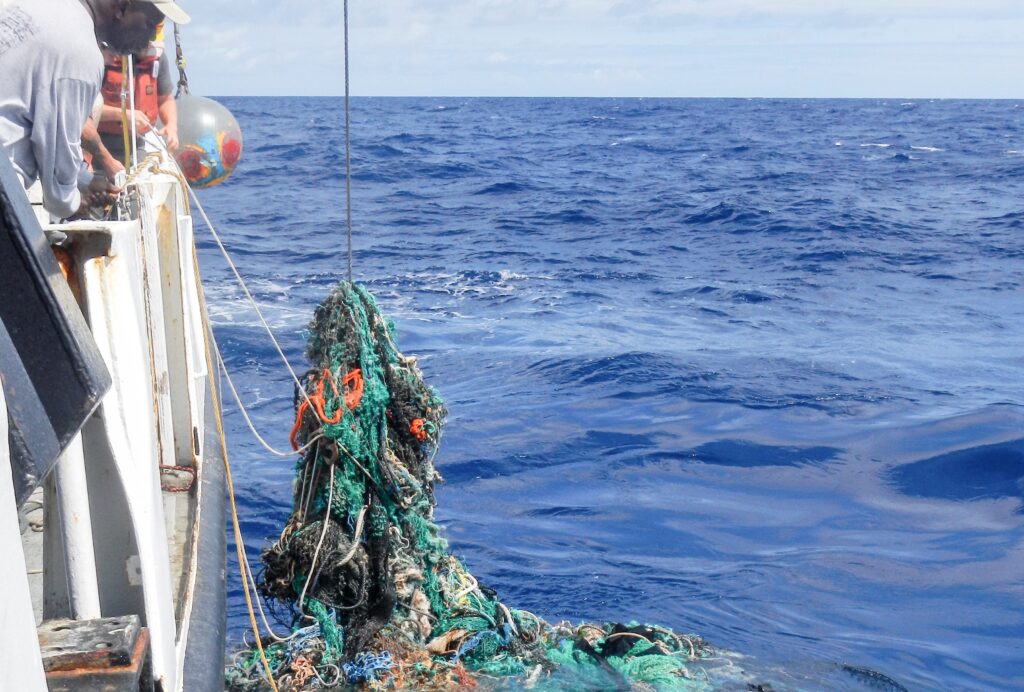 Fishing nets in ocean