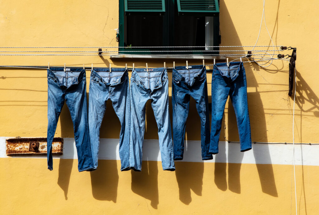 Jeans on a laundry line