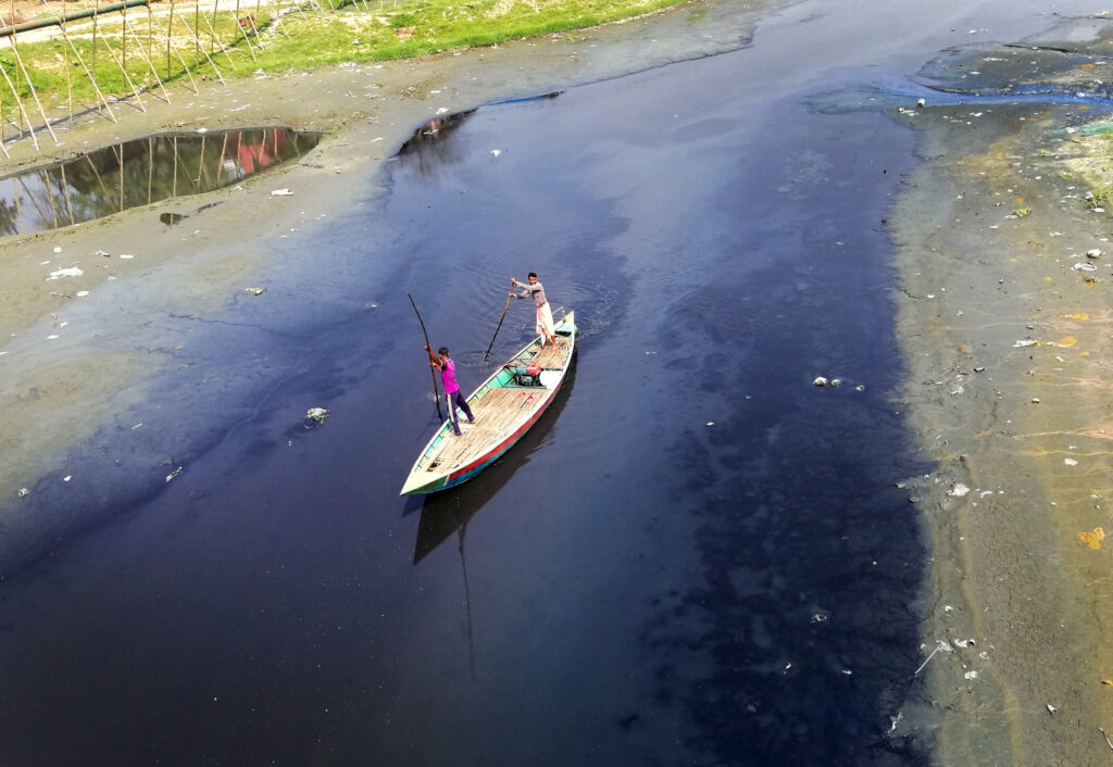 A polluted river in Dhaka, Bangladesh