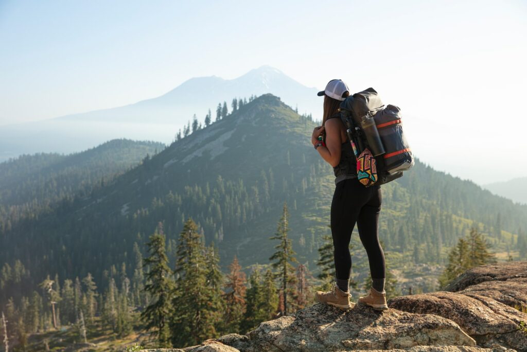 A woman hiking